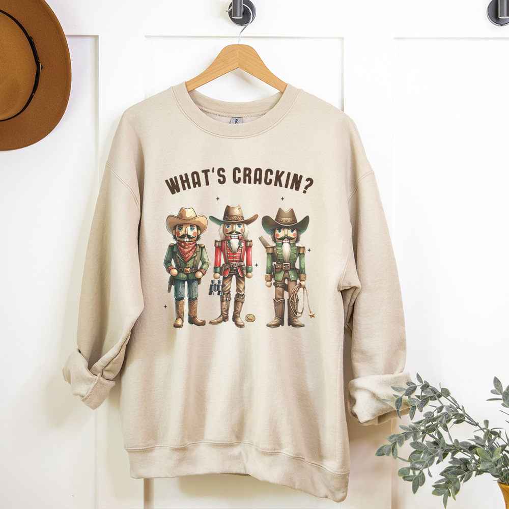 What's Crackin Graphic Sweatshirt, Nutrcracker Sweatshirt, Christmas Graphic Sweatshirt, Funny Christmas Sweatshirt, Unisex Graphic Sweatshirt