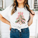 Medium Ash Gray Pink Coquette Christmas Tree Graphic Tee, Pink Glitter Tree, Coquette Christmas Shirt, Cute Christmas, Girly Christmas Shirt, Boho Christmas Tee