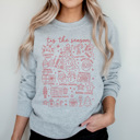 Medium Athletic Heather Favorite Christmas Doodles Graphic Sweatshirt, Christmas Sweatshirt, Tis the Season, Cute Christmas Outfit