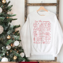 Medium White Favorite Christmas Doodles Graphic Sweatshirt, Christmas Sweatshirt, Tis the Season, Cute Christmas Outfit