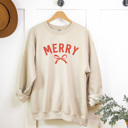  Merry Dainty Bow Graphic Sweatshirt, Trendy Christmas Sweatshirt, Merry Sweatshirt, Christmas Sweatshirt