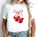 Small White Theme Park Cherry Coquette Graphic Tee, Cute Disney Shirt, Cherry Disney Shirt, Theme Park Graphic Tee