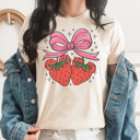 XXL Cream Strawberry Mouse Graphic Tee, Theme Park Shirt, Boy Mouse Shirt, Family Vacation Tee