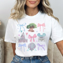 XXL White Theme Park World Coquette Graphic Tee, Vacation Tee, Cute Bow Shirt, Magical Kingdom Tee, Mouse Shirt
