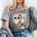 Large Light Gray Nightmare On Main Street Graphic Tee, Vacation Tee, Theme Park Shirt, Halloween Mouse Shirt