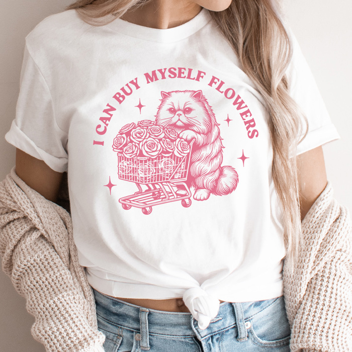 I Can Buy Myself Flowers Shirt, Funny Valentine Shirt, Cat Valentine Shirt, Grumpy Cat, Single's Day Shirt, Single Valentine