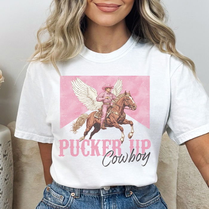 Pucker Up Cowboy Shirt, Country Valentine Shirt, Cowboy Love Tee, Cute Cowboy Shirt, Cute Valentine Tee, Distressed Shirt