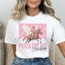  Pucker Up Cowboy Shirt, Country Valentine Shirt, Cowboy Love Tee, Cute Cowboy Shirt, Cute Valentine Tee, Distressed Shirt