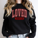 Large Black Loved John 3:16 Graphic Sweatshirt, Jesus Loves You Sweatshirt, Loved Graphic Sweatshirt, Valentine's Day Sweatshirt, Jesus Sweatshirt, Love University Sweatshirt