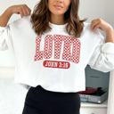 Large White Loved John 3:16 Graphic Sweatshirt, Jesus Loves You Sweatshirt, Loved Graphic Sweatshirt, Valentine's Day Sweatshirt, Jesus Sweatshirt, Love University Sweatshirt