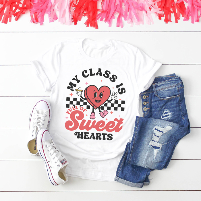 Heart Character Teacher Graphic Tee, Teacher Valentine Graphic Tee, Class Full of Sweethearts, Valentine Teacher Shirt, Teacher Sweethearts, Love My Class Shirt