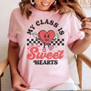 Large Pink Heart Character Teacher Graphic Tee, Teacher Valentine Graphic Tee, Class Full of Sweethearts, Valentine Teacher Shirt, Teacher Sweethearts, Love My Class Shirt