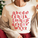 XXL Cream Valentine Alphabet Love Graphic Tee, Cute Valentine Shirt, Teacher Valentine Tee, I Love You Shirt, ABC Shirt