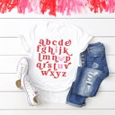 XL White Valentine Alphabet Love Graphic Tee, Cute Valentine Shirt, Teacher Valentine Tee, I Love You Shirt, ABC Shirt