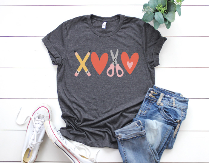 XOXO Valentine Teacher Graphic Tee, Valentine Teacher Shirt, Cute Teacher Tee, Teacher Gift, Teacher Valentine's Day