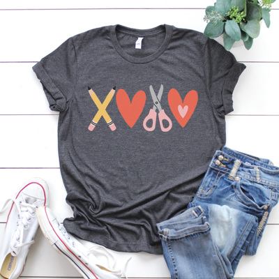 XOXO Valentine Teacher Graphic Tee, Valentine Teacher Shirt, Cute Teacher Tee, Teacher Gift, Teacher Valentine's Day