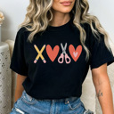 Large Black XOXO Valentine Teacher Graphic Tee, Valentine Teacher Shirt, Cute Teacher Tee, Teacher Gift, Teacher Valentine's Day