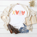 Large White XOXO Valentine Teacher Graphic Tee, Valentine Teacher Shirt, Cute Teacher Tee, Teacher Gift, Teacher Valentine's Day