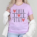 Large Lilac XOXO Tic Tac Toe Graphic Tee, Valentine Graphic Tee, XOXO Shirt, Cute Valentine's Day Tee, Glitter Heart Tee