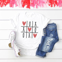 Large White XOXO Tic Tac Toe Graphic Tee, Valentine Graphic Tee, XOXO Shirt, Cute Valentine's Day Tee, Glitter Heart Tee