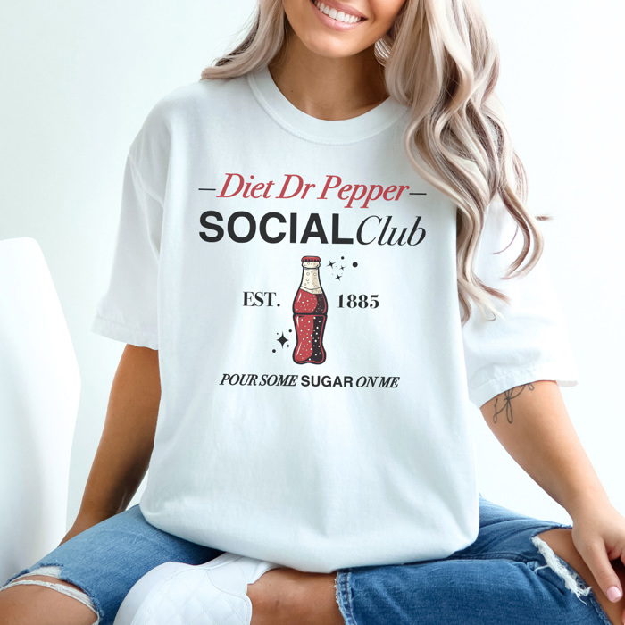 Diet Dr Pepper Social Club Graphic Tee, Diet Dr Pepper Shirt, Favorite Soda Shirt, Caffeine Tee, Gift for Her