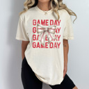 Large Ivory Game Day Coquette Baseball Graphic Tee, Baseball Mom Shirt, Cute Baseball Shirt, Comfort Colors, Baseball Bow Shirt, Game Day Tee