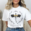 Large White Iron Flame Basgiath College Graphic Tee, Fourth Wing, Iron Flame Shirt, Onyx Storm Shirt, Fantasy Book Shirt, Book Lover, Reading Shirt