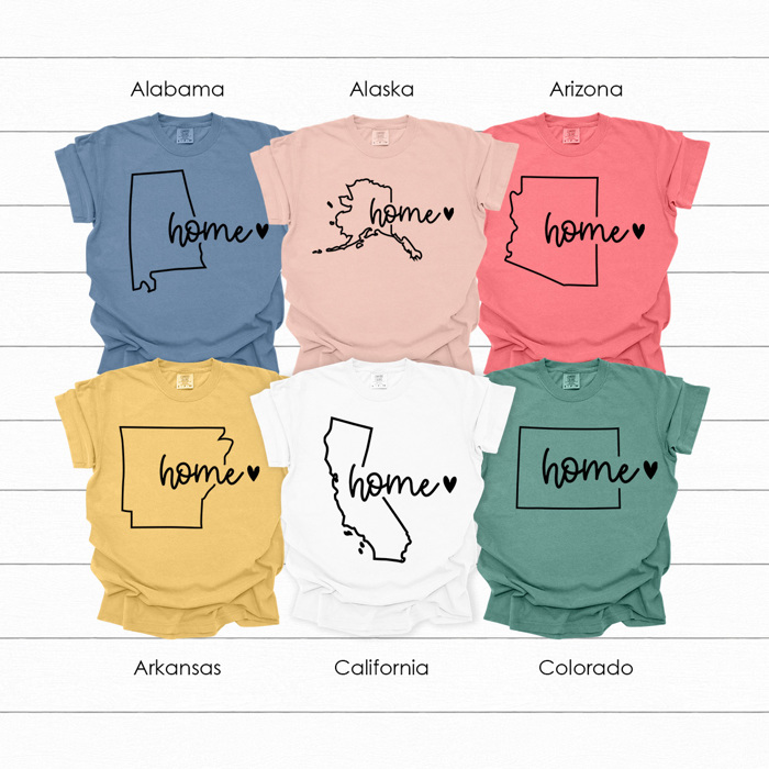 Home State Graphic Tees, United States of America Shirt, Favorite State Shirt, Comfort Colors