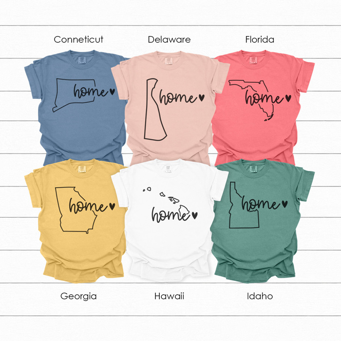Home State Graphic Tees, United States of America Shirt, Favorite State Shirt, Comfort Colors