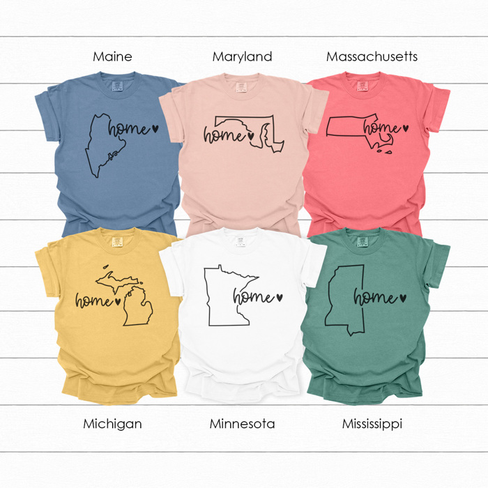 Home State Graphic Tees, United States of America Shirt, Favorite State Shirt, Comfort Colors