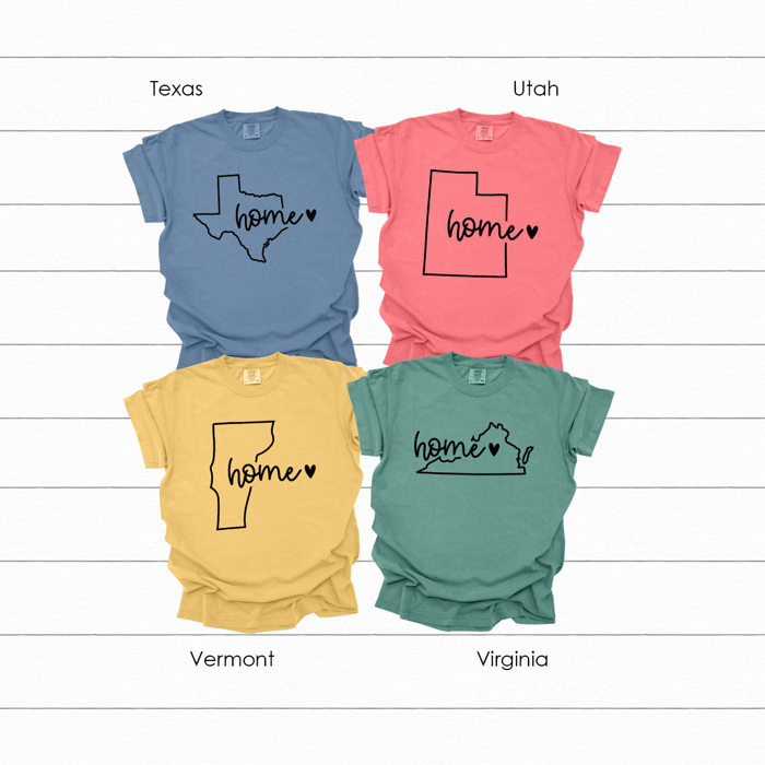 Home State Graphic Tees, United States of America Shirt, Favorite State Shirt, Comfort Colors