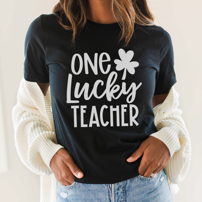 One Lucky Teacher Graphic Tee, St. Patricks Day Shirt, Teacher Saint Patrick Shirt, Teacher Graphic Tee, Cute St. Patty Shirt