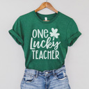 Large Grass Green One Lucky Teacher Graphic Tee, St. Patricks Day Shirt, Teacher Saint Patrick Shirt, Teacher Graphic Tee, Cute St. Patty Shirt