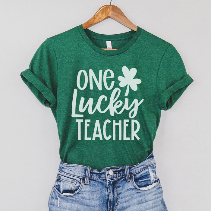 One Lucky Teacher Graphic Tee, St. Patricks Day Shirt, Teacher Saint Patrick Shirt, Teacher Graphic Tee, Cute St. Patty Shirt