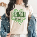 Large Cream I Pinch Back Graphic Tee, St. Patricks Day Shirt, Saint Patty Tee, Clover Shirt, Funny Graphic Tee