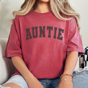 Large Crimson Auntie Varsity Graphic Tee, Cool Aunt Shirt, Mother's Day Gift, Auntie Shirt