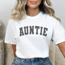 Large White Auntie Varsity Graphic Tee, Cool Aunt Shirt, Mother's Day Gift, Auntie Shirt