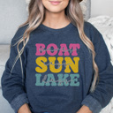 Large Denim Boat Days Sun Rays Lake Days Graphic Sweatshirt, Lake Day Sweatshirt, Boating Sweatshirt, Cute Summer Sweatshirt