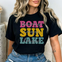 Large Black Boat Days Sun Rays Lake Days Graphic Tee, Lake Day Shirt, Boating Shirt, Cute Summer Tee