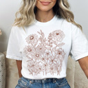 Small White Retro Wildflower Graphic Tee, Flower Graphic Tee, Cute Flower Shirt, Summer Tee, Boho Shirt