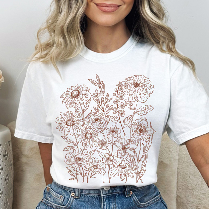 Retro Wildflower Graphic Tee, Flower Graphic Tee, Cute Flower Shirt, Summer Tee, Boho Shirt