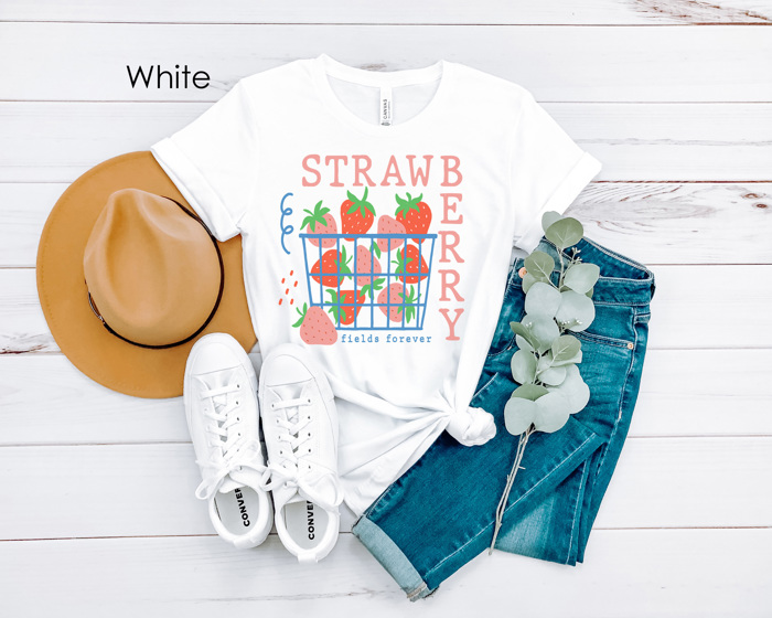 Retro Fruits Graphic Tee, Summer Graphic Tee, Trendy Shirt, Strawberry Tee