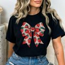 XXL Black Strawberry Coquette Bow Graphic Tee, Strawberry Shirt, Trendy Tee, Summer Graphic Tee