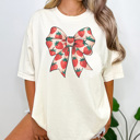 XXL Ivory Strawberry Coquette Bow Graphic Tee, Strawberry Shirt, Trendy Tee, Summer Graphic Tee