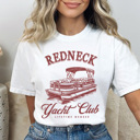 XXL White Redneck Yacht Club Graphic Tee, Summer Tshirt, Lake Day Shirt, Boating Tee