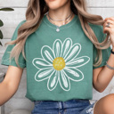 XXL Light Green Daisy Flower Graphic Tee, Flower Shirt, Boho Tee, Cute Summer Shirt