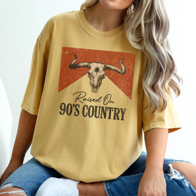 Raised On 90s Country Graphic Tee, Country Music Shirt, Western Graphic Tee, Cowboy Shirt, Summer Tee