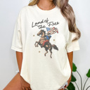 XXL Ivory Land of The Free Graphic Tee, Cowboy Tee, Fourth of July Tee, 4th of July Graphic Tee