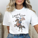 XXL White Land of The Free Graphic Tee, Cowboy Tee, Fourth of July Tee, 4th of July Graphic Tee