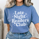 Medium Blue Jean Late Night Readers Club Graphic Tee, Book Lover Shirt, Reading Shirt, Book Club Tee, Just One More Chapter Tee
